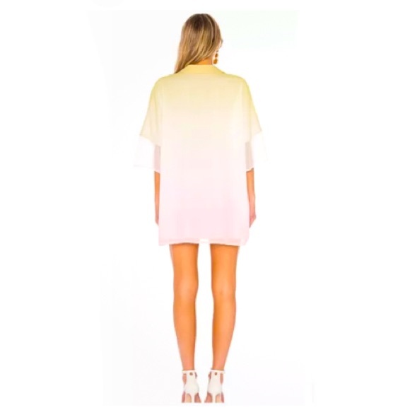 LPA Oversized Dress Shirt in Yellow Pink Ombre Size S - Picture 2 of 6
